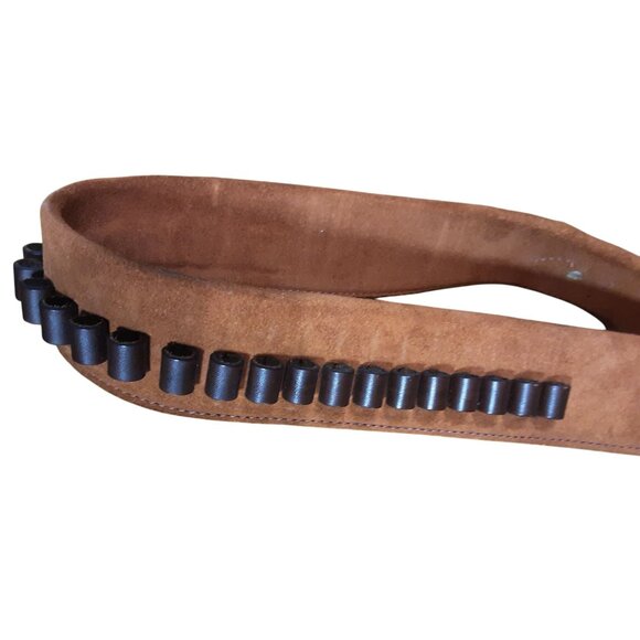 Kirkpatrick Marshal Cross Draw Ammo Leather Belt 357 CAL USA Size 36 Silver Tone - Picture 3 of 16